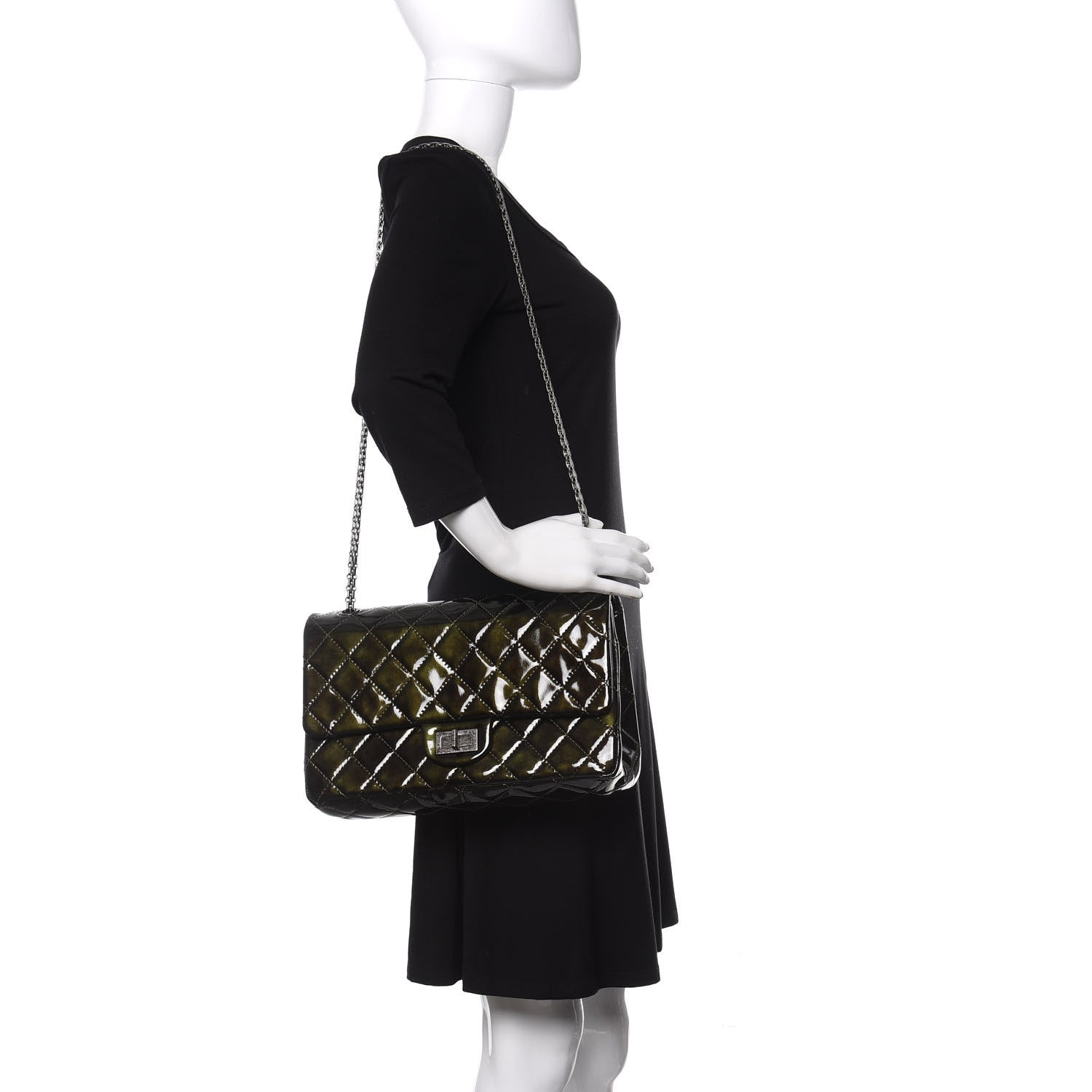 Chanel Patent Quilted 2.55 Reissue 227 Flap Dark Green 2 of 10