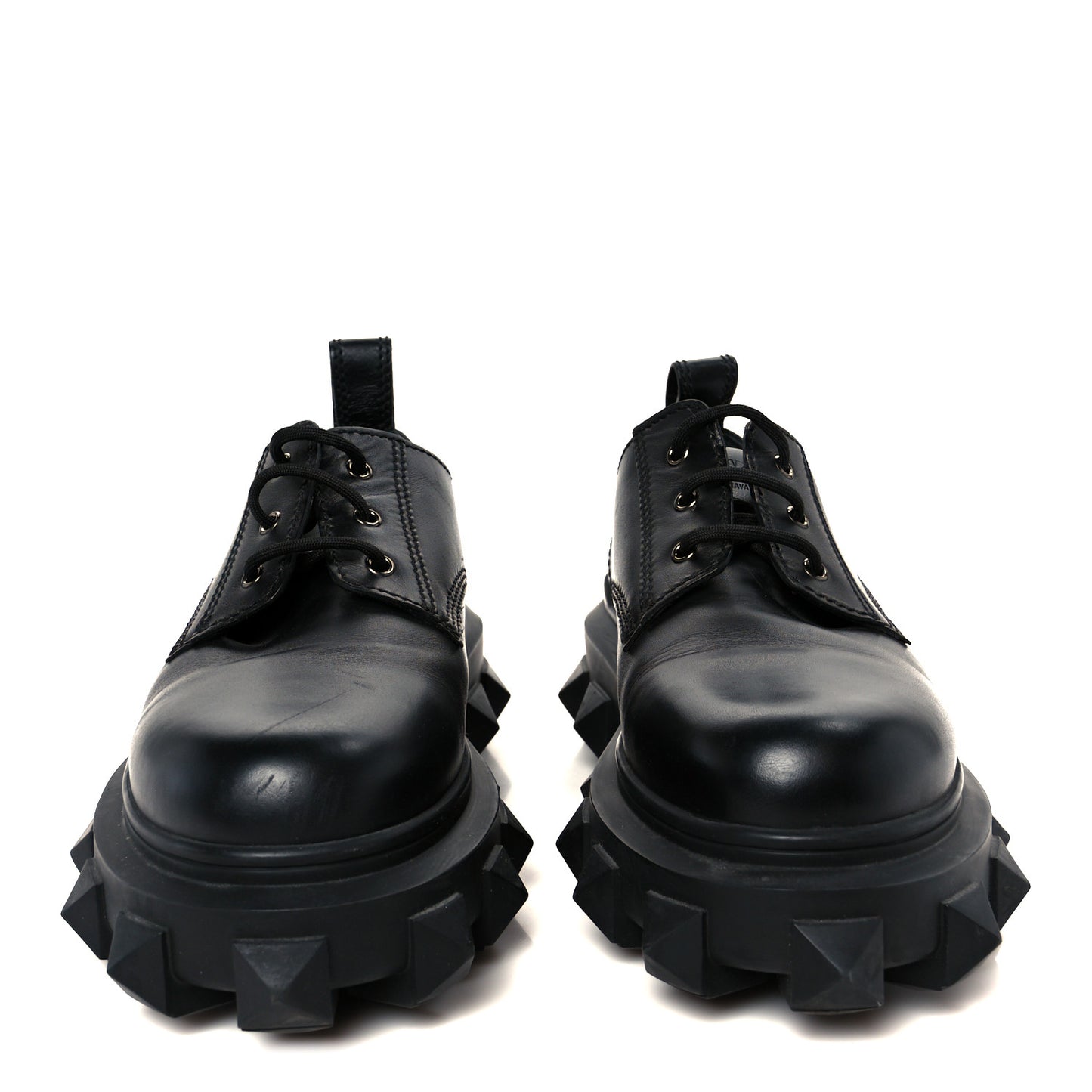 Calfskin Mens Trackstud Derby Loafers 45 Black