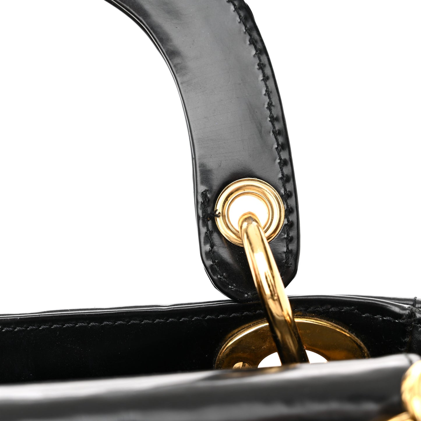 Glazed Calfskin Mini Lady Dior Black