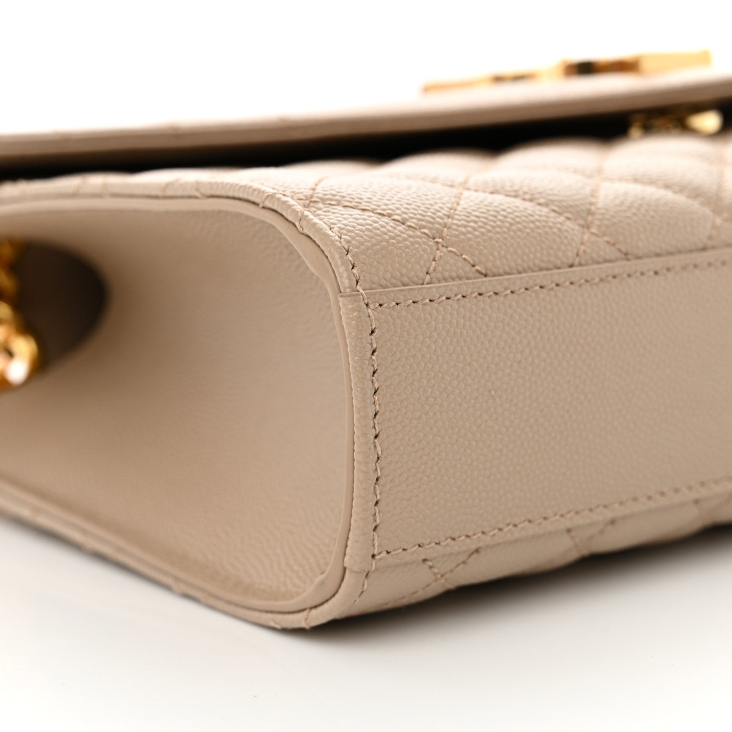 Saint Laurent Grain De Poudre Textured Mixed Matelasse Medium Triquilt Monogram Satchel Dark Latte 9 of 10