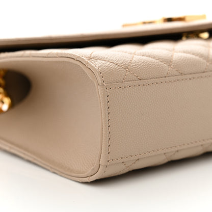 Saint Laurent Grain De Poudre Textured Mixed Matelasse Medium Triquilt Monogram Satchel Dark Latte 9 of 10