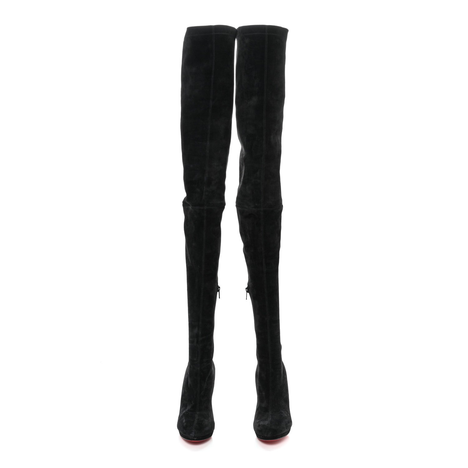 Christian Louboutin Suede Calfskin Louise XI 120 Thigh High Boots 40 Black 2 of 7
