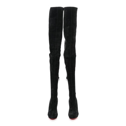 Christian Louboutin Suede Calfskin Louise XI 120 Thigh High Boots 40 Black 2 of 7