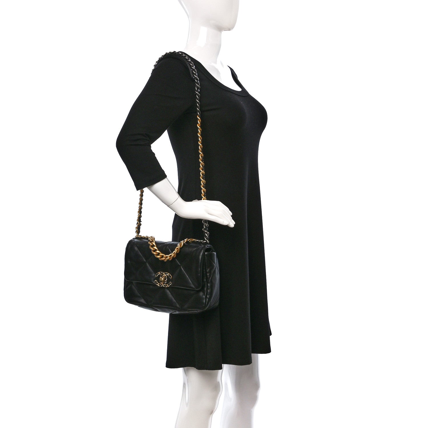 Chanel Lambskin Quilted Medium Chanel 19 Flap Black 2 of 8