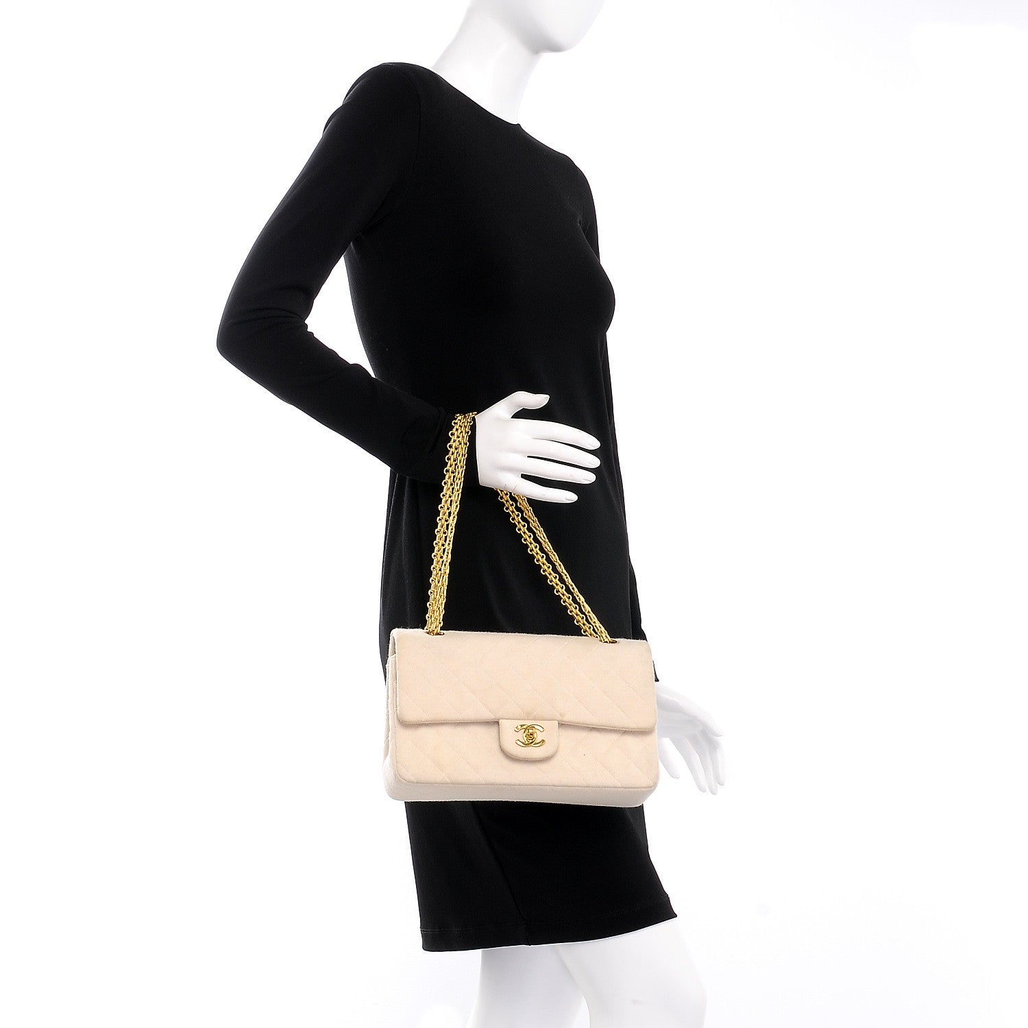 Chanel Jersey Quilted Medium Double Flap Beige 2 of 18