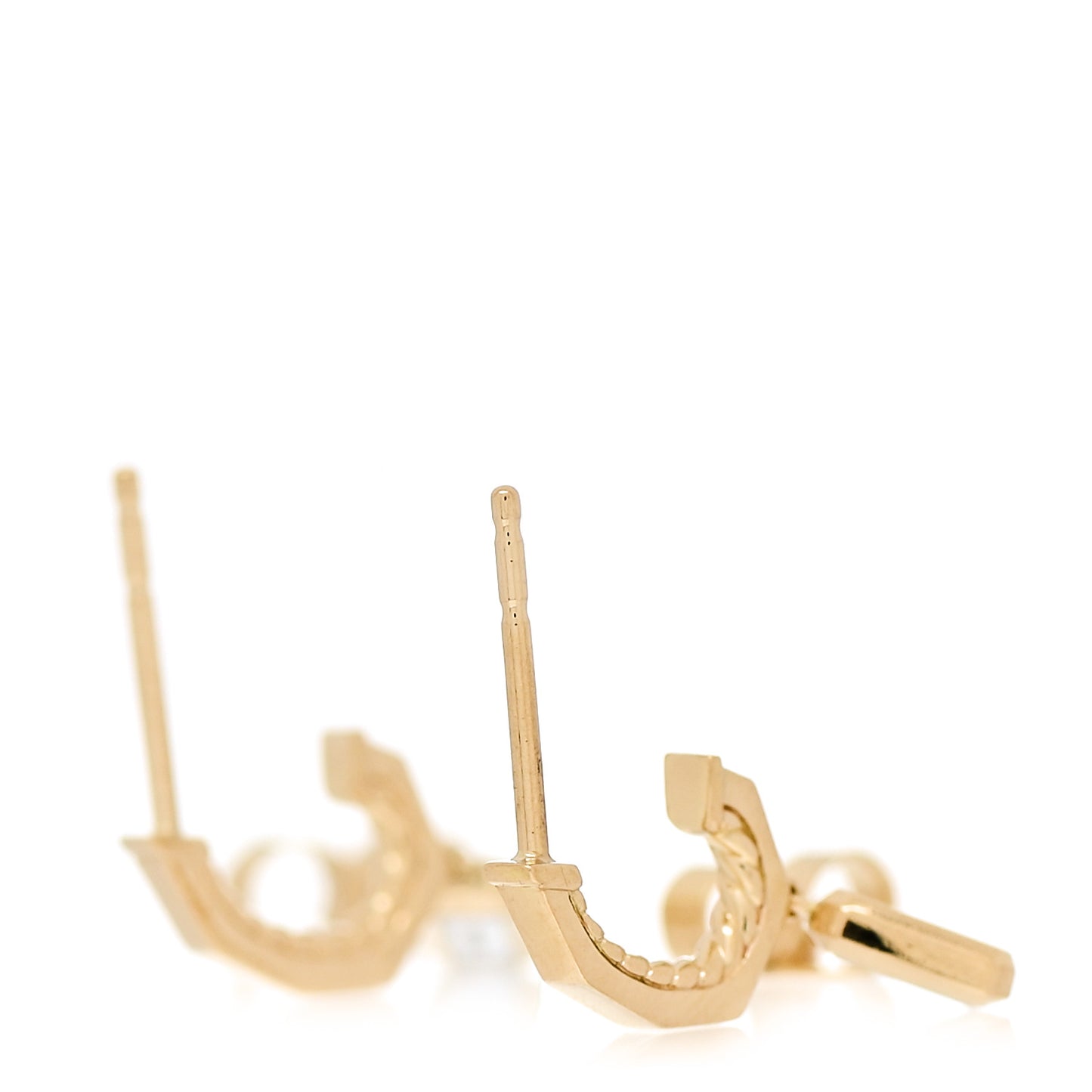 18K Yellow Gold Diamond Novella Hoop Drop Earrings