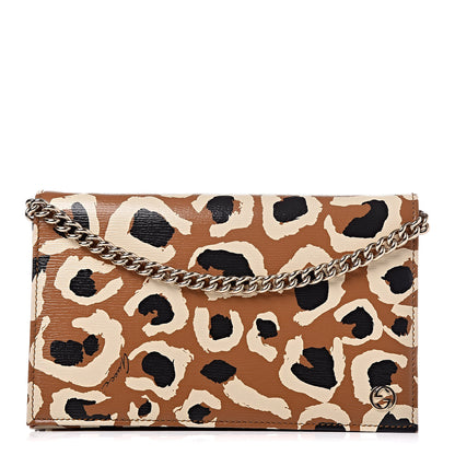 Gucci Patent Leopard Print Betty Chain Wallet Tobacco Black 1 of 10
