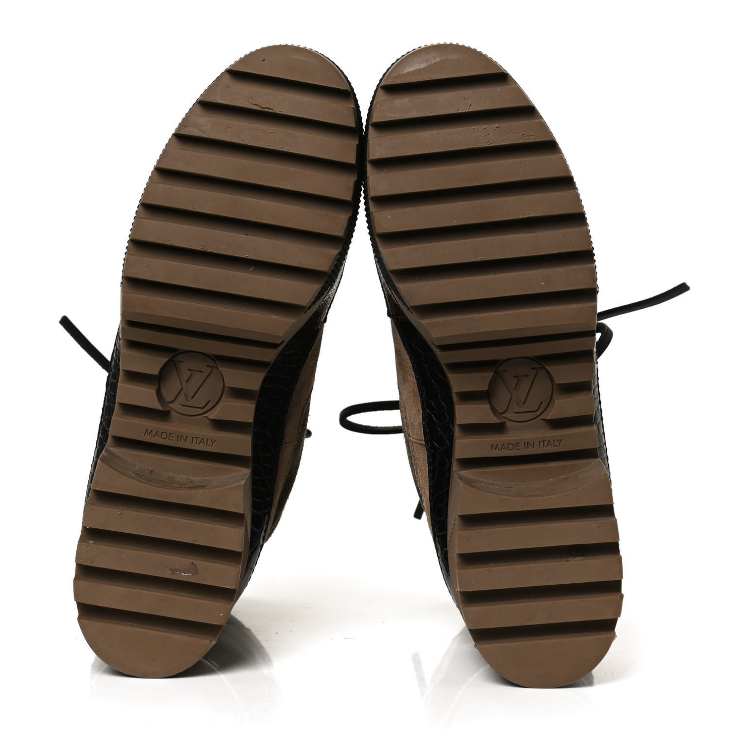 Suede Calfskin Monogram Laureate Platform Desert Boots 37.5 Taupe