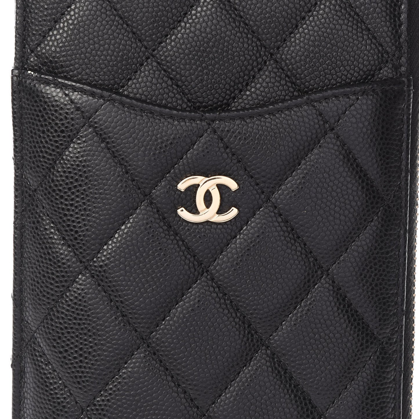 Caviar Quilted Classic Flat Wallet Pouch Black
