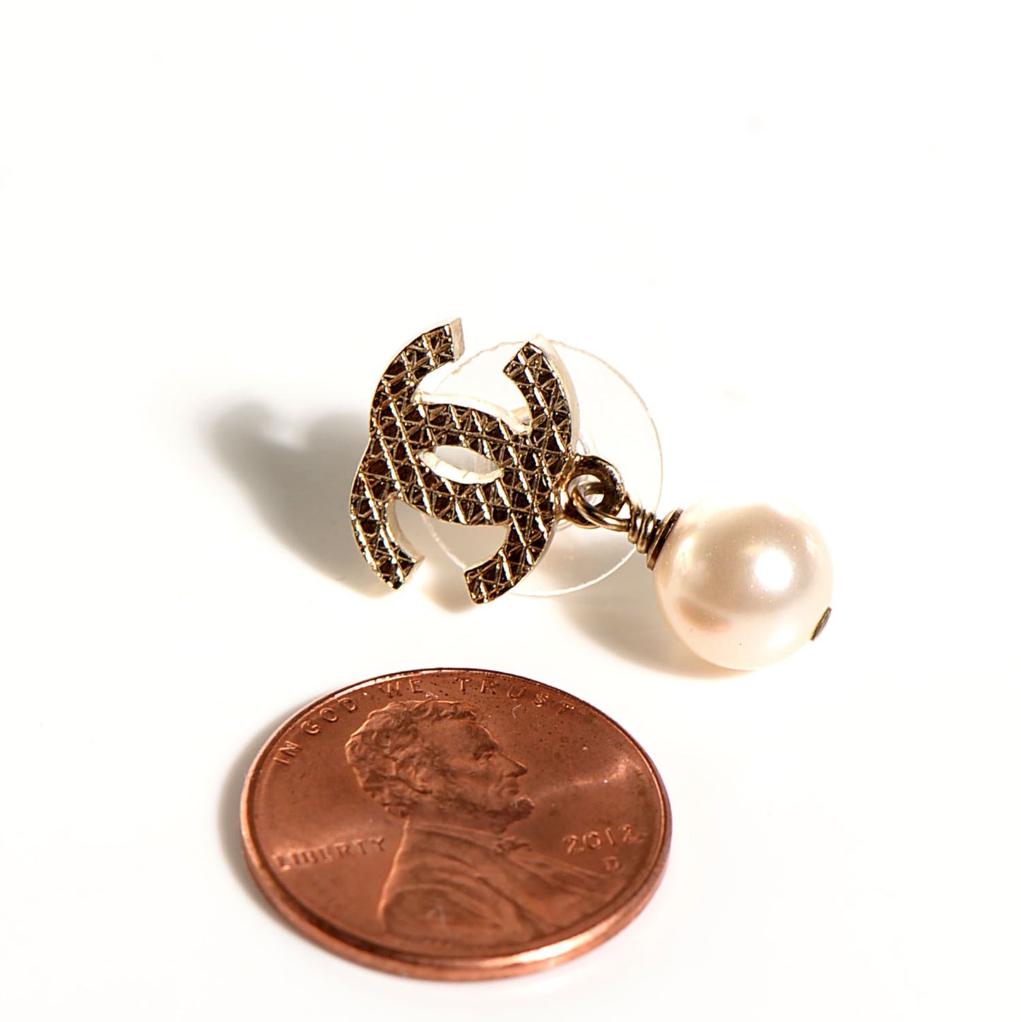 Pearl CC Drop Earrings Gold