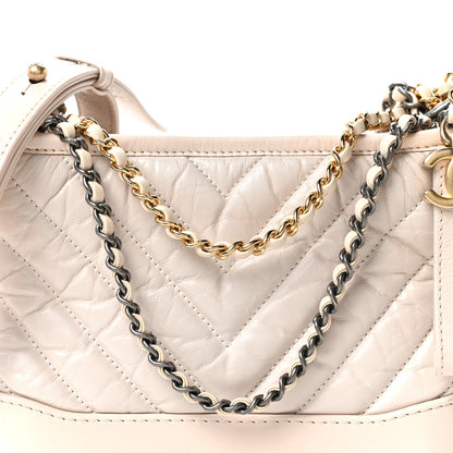 Chanel Aged Calfskin Chevron Quilted Small Gabrielle Hobo Beige 8 of 10