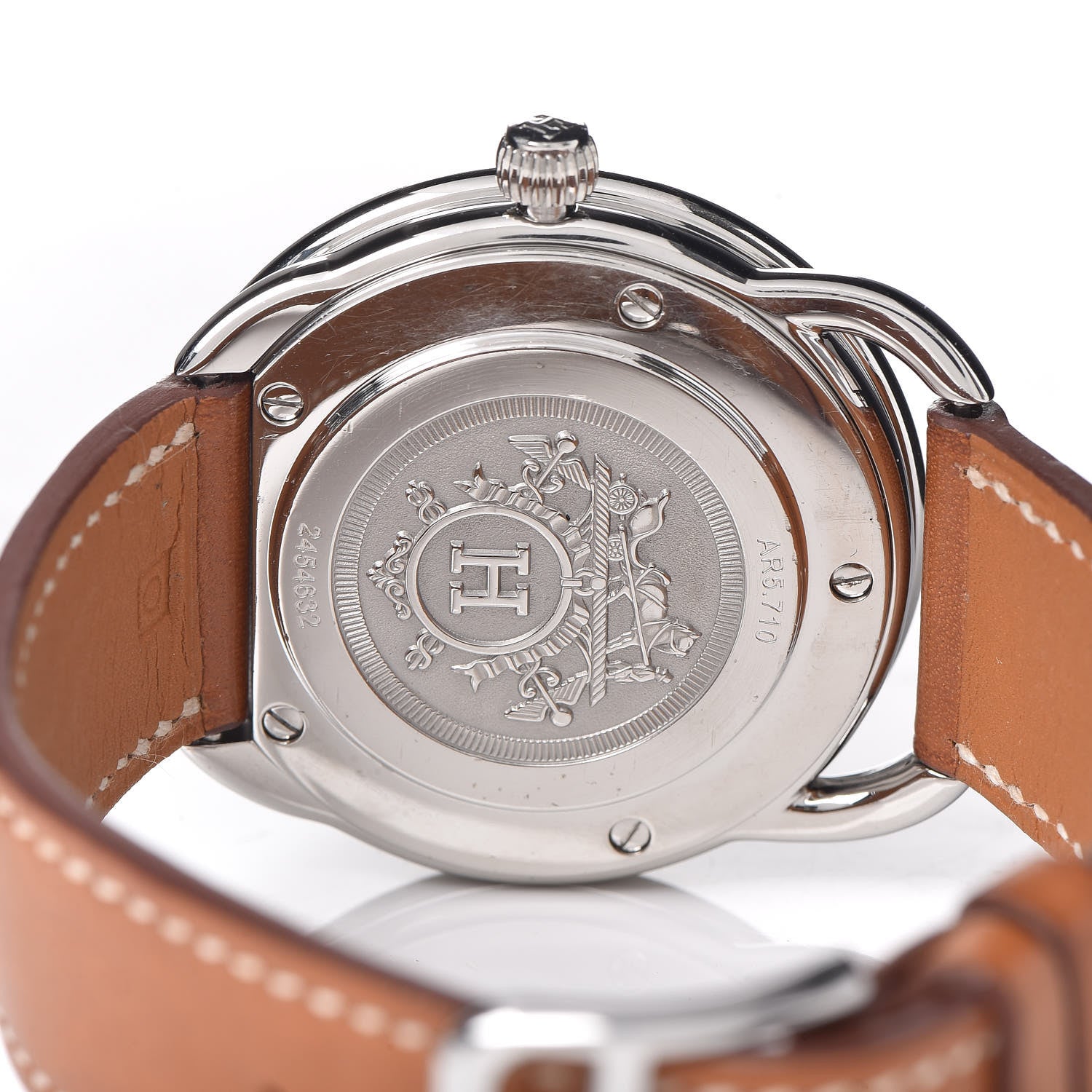 Hermes Stainless Steel Barenia 38mm Arceau Quartz Watch Fauve 5 of 13