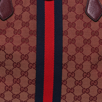 Gucci Monogram Textured Dollar Calfskin Web Medium Ophidia Shopping Tote Sahara Rubino Chardonnay 8 of 12