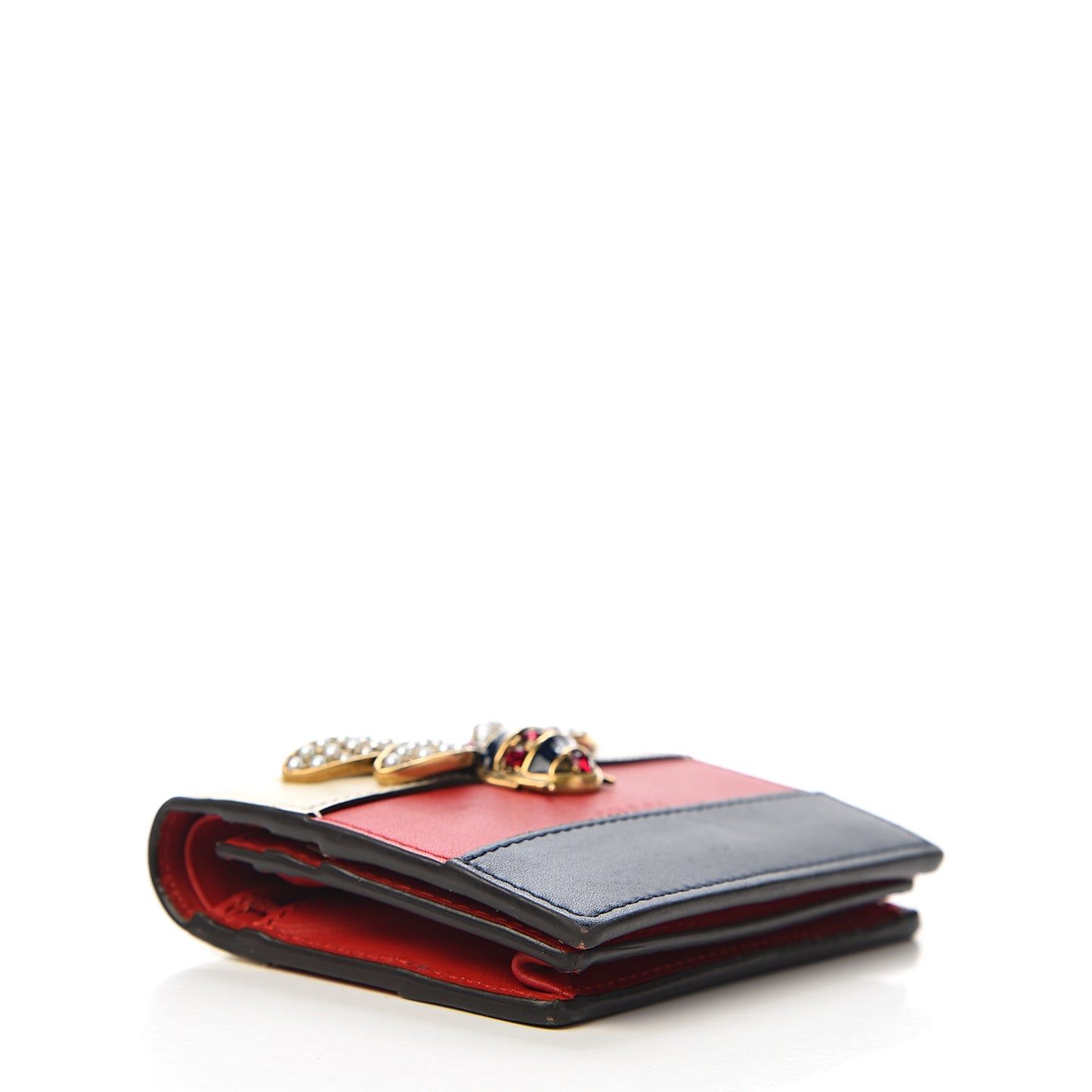 Calfskin Queen Margaret Card Case Wallet Blue Agata Hibiscus Red Mystic White