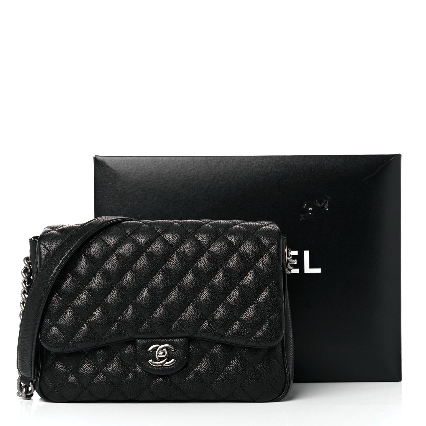 Caviar Quilted Medium Rock In Rome Single Flap Black
