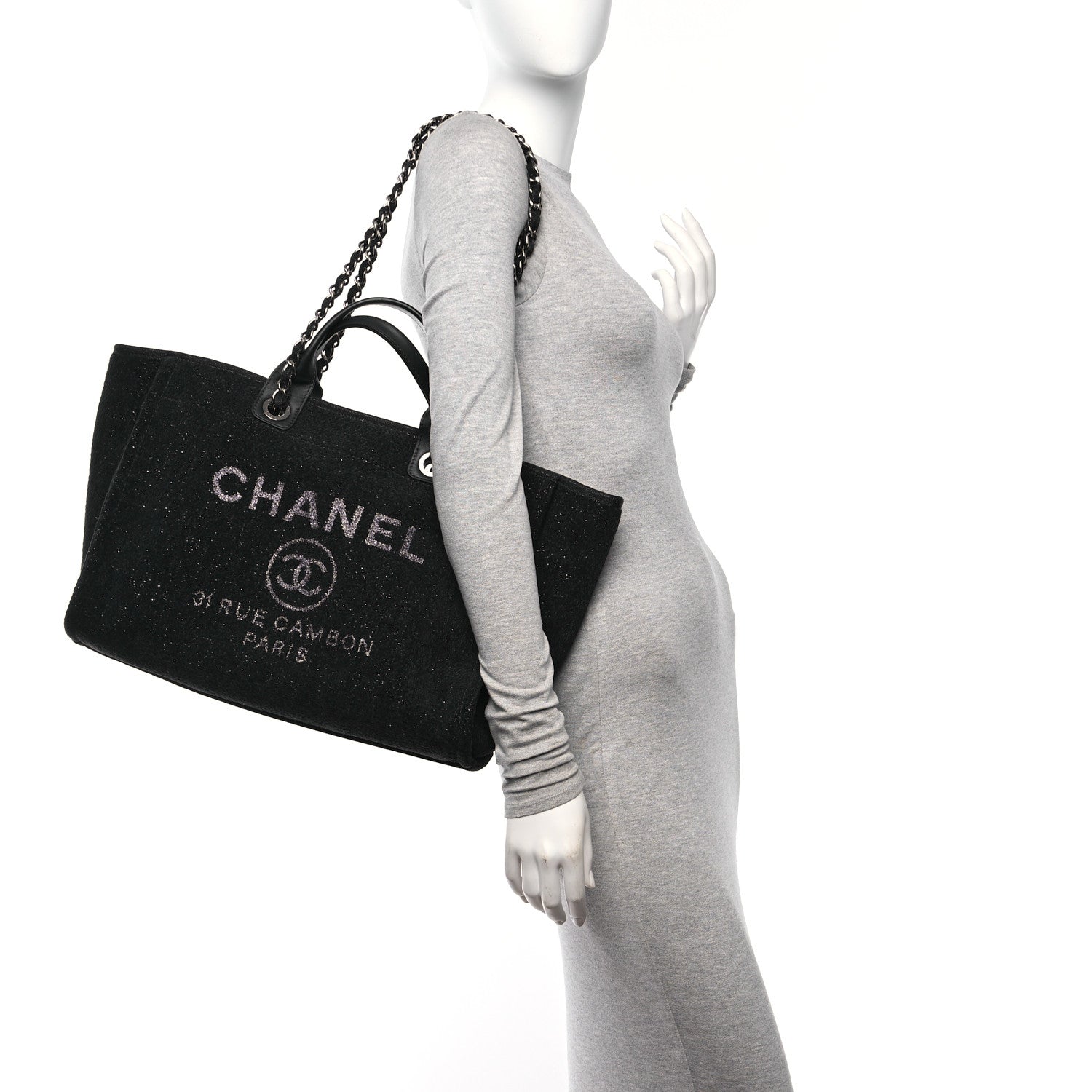 Chanel Lurex Boucle Medium Deauville Tote Black 2 of 10