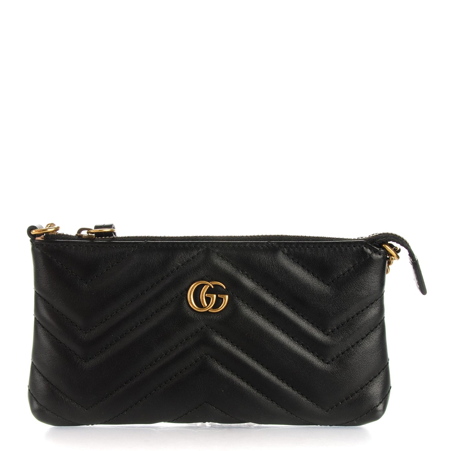 Calfskin Matelasse Mini GG Marmont Chain Bag Black