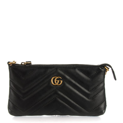 Gucci Calfskin Matelasse Mini GG Marmont Chain Bag Black 1 of 7