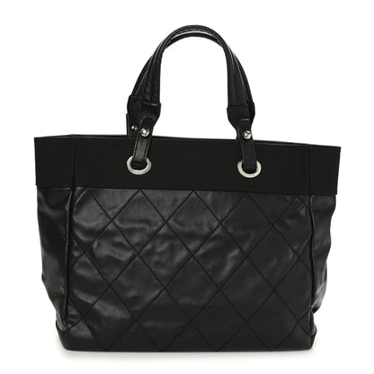 Chanel Coated Canvas Quilted Large Paris Biarritz Tote Black 1 of 9