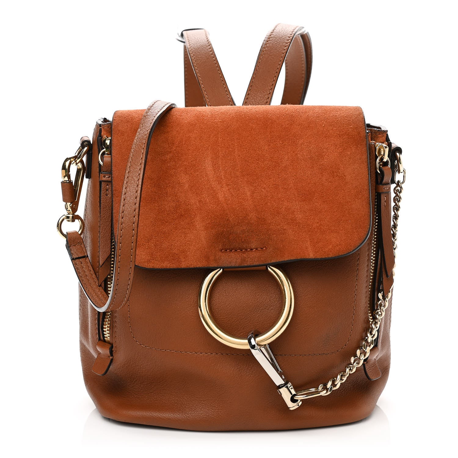 Chloe Suede Calfskin Small Faye Backpack Tan 1 of 10