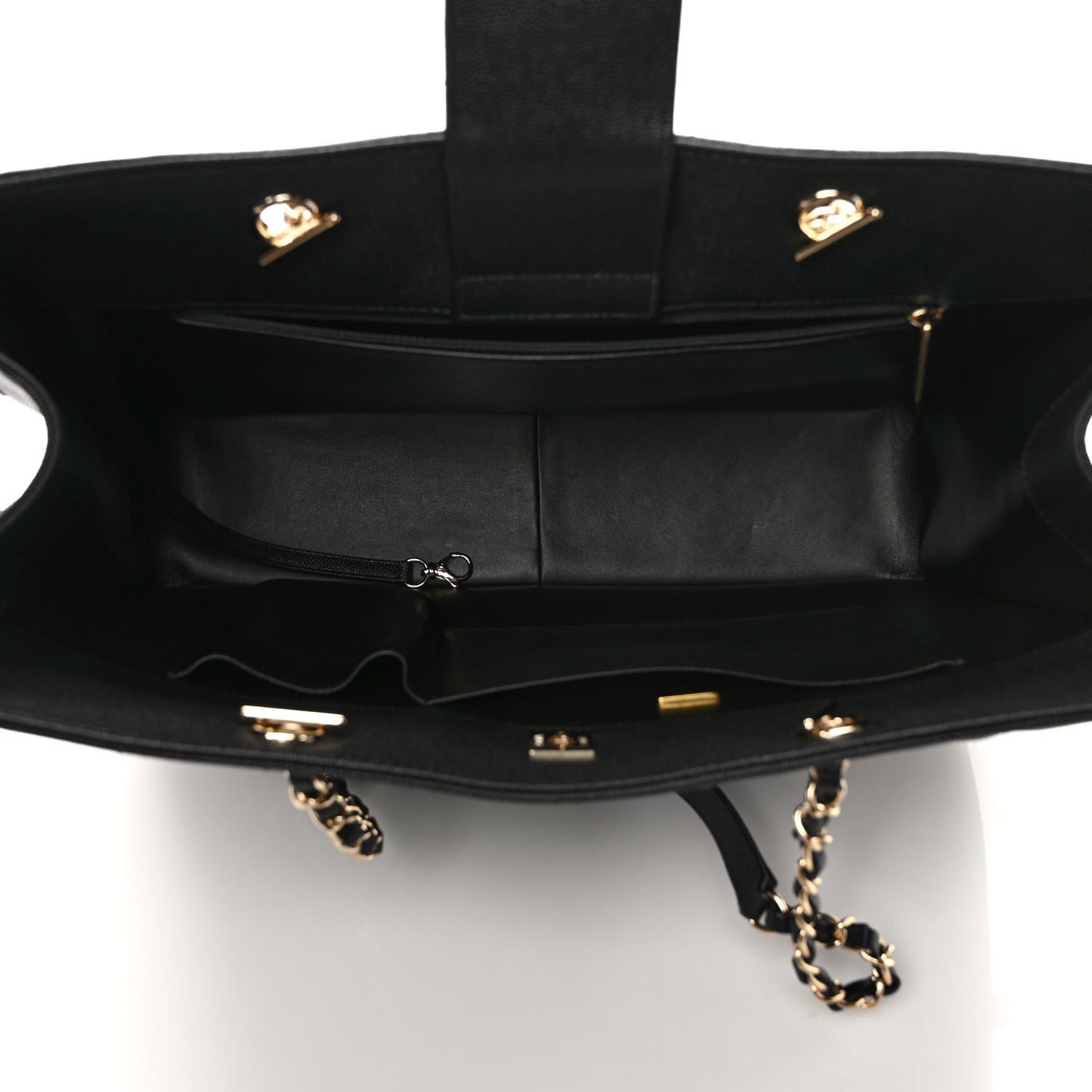 Caviar Quilted Large Shopping Tote Black