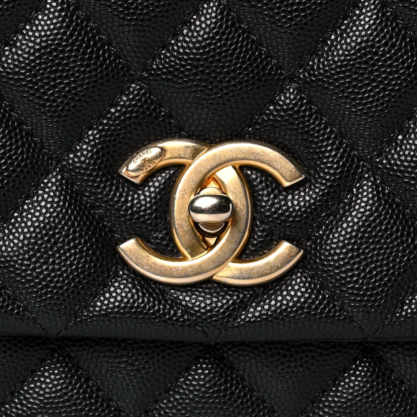 Caviar Quilted Small Coco Handle Flap Black