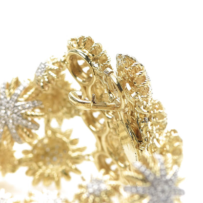 David Yurman 18K Yellow Gold Diamond Starburst 3-Row Statement Bracelet 5 of 6