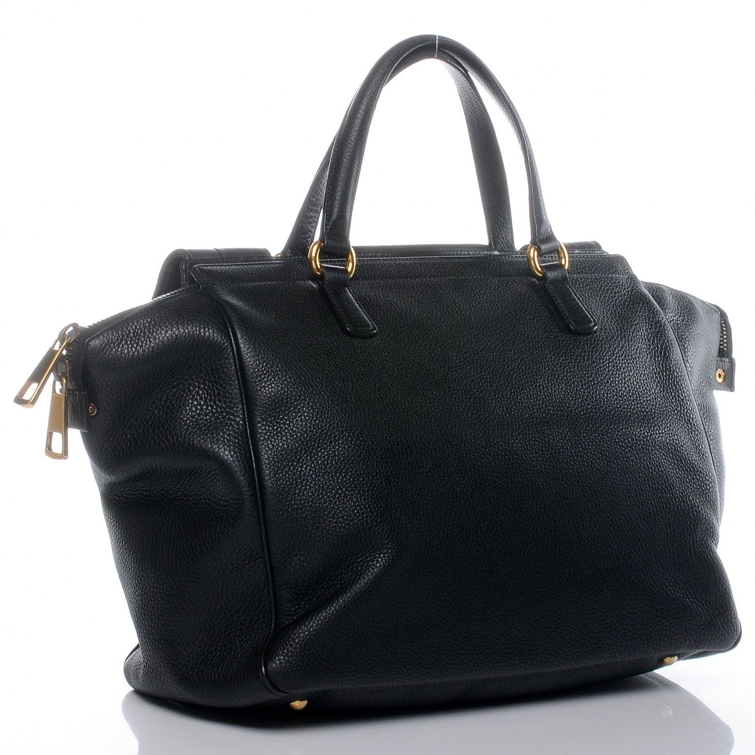 Gucci Pebbled Calfskin Medium 1973 Top Handle Satchel Black 3 of 7