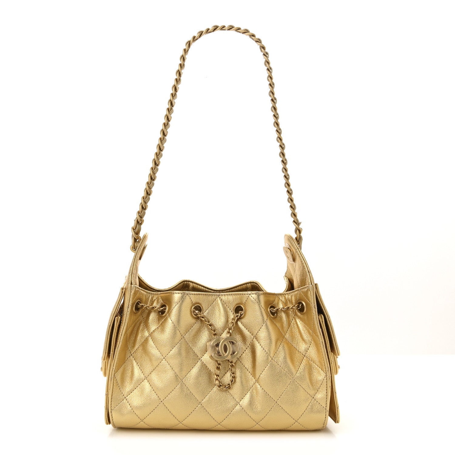 Chanel Metallic Caviar Quilted Mini Chanel 25 Handbag Gold 1 of 11