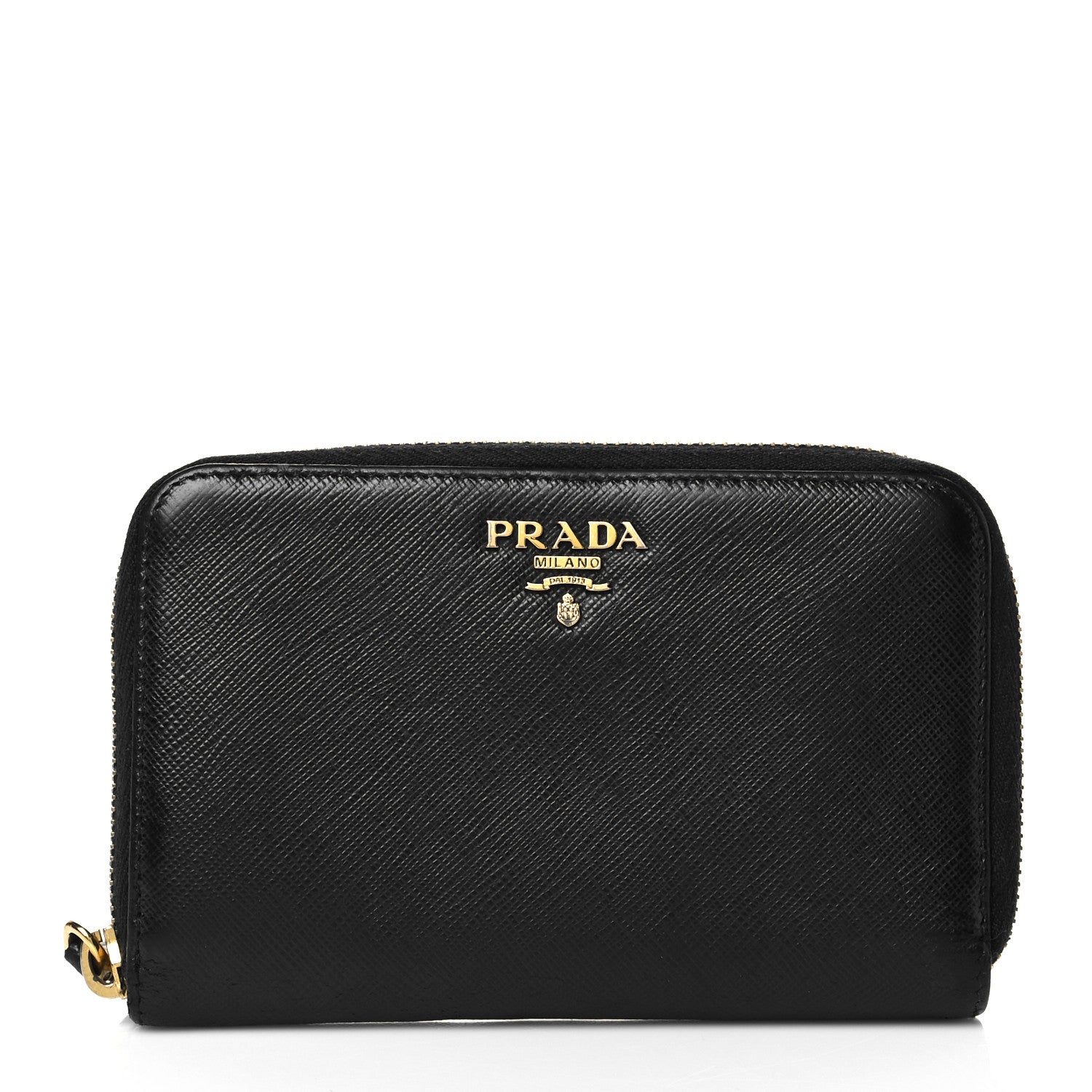 Prada Saffiano Zip Around Wallet Black 1 of 8