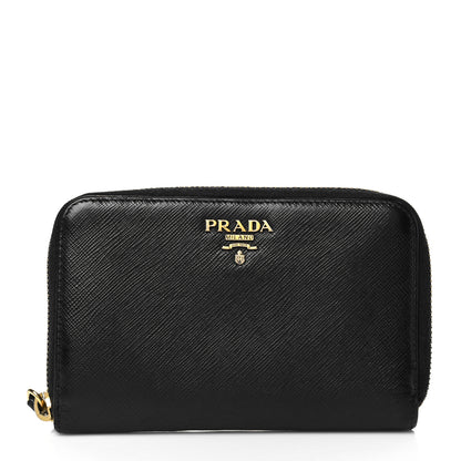 Prada Saffiano Zip Around Wallet Black 1 of 8