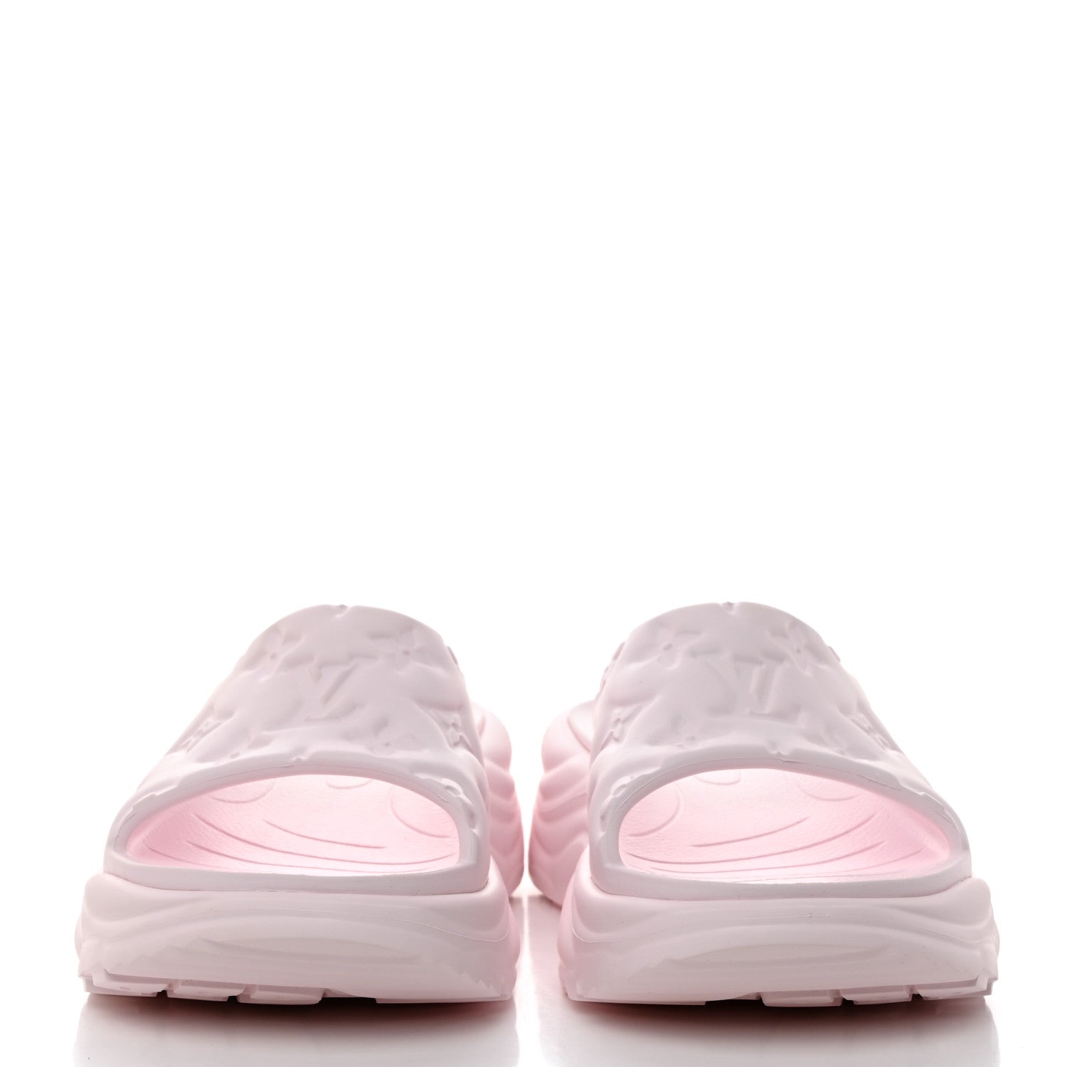 Louis Vuitton Rubber Monogram Embossed Pool 55 Flat Comfort Mule 38 Rose Clair 2 of 10