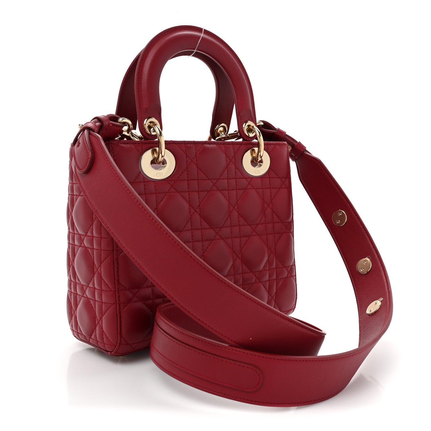 Christian Dior Lambskin Cannage Small Lucky Badges My Lady Dior Red 3 of 12
