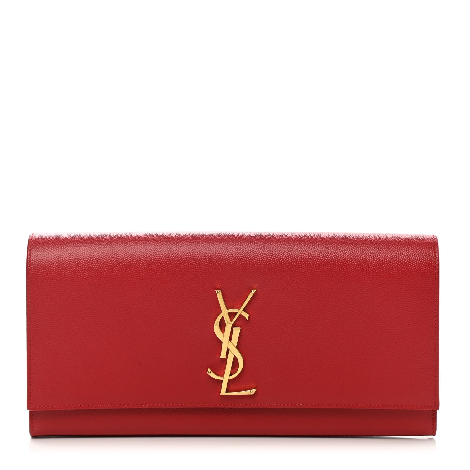 Saint Laurent Grain De Poudre Classic Monogram Cassandre Clutch New Red 1 of 12