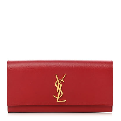 Saint Laurent Grain De Poudre Classic Monogram Cassandre Clutch New Red 1 of 12