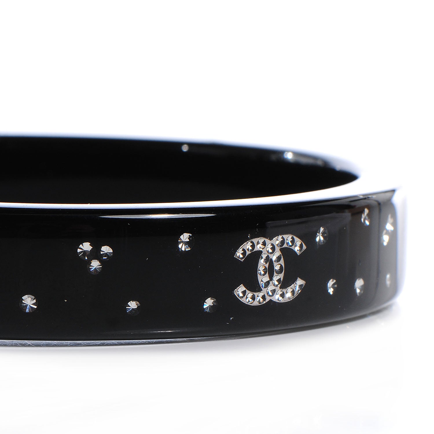 Chanel Resin Crystal CC Bangle Black 3 of 4