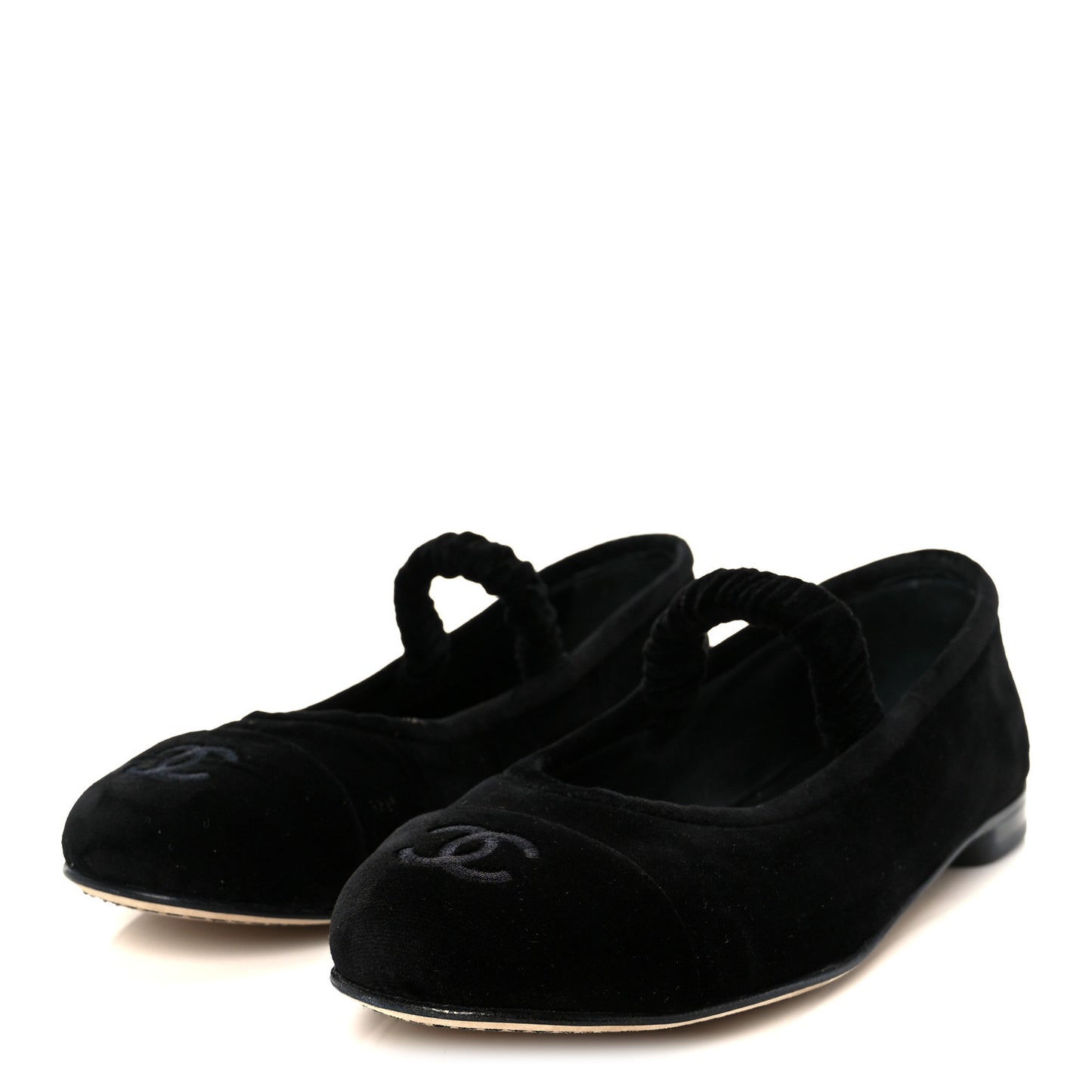 Velvet Mary Jane Flats 36 Black