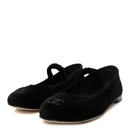 Chanel Velvet Mary Jane Flats 36 Black 4 of 9