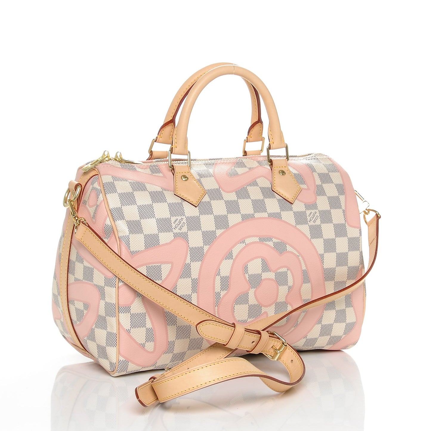 Damier Azur Tahitienne Speedy Bandouliere 30 Rose Ballerine