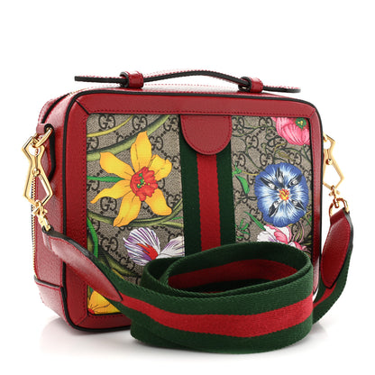 Gucci GG Supreme Monogram Flora Web Small Ophidia Top Handle Shoulder Bag Hibiscus Red 3 of 20