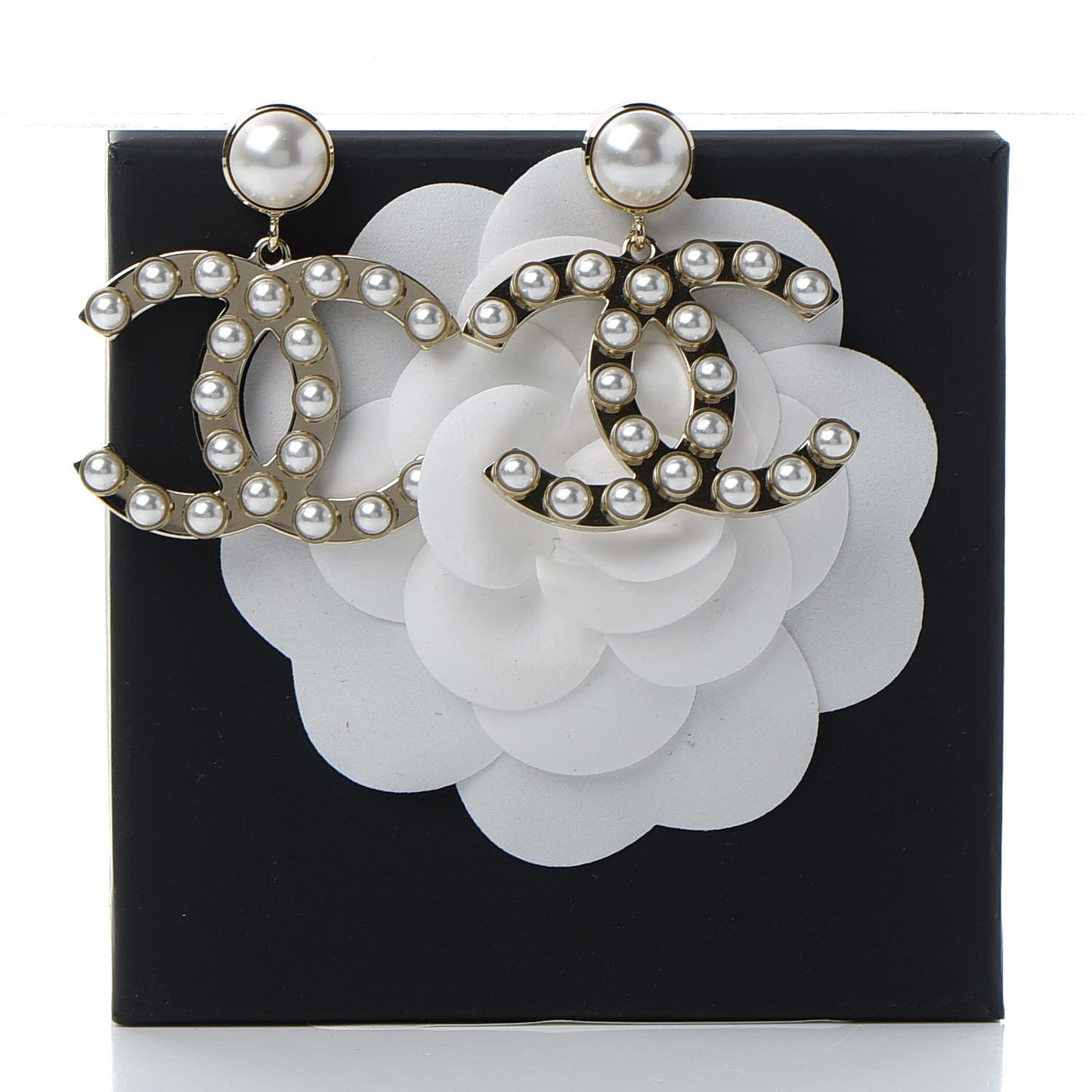 Pearl CC Drop Earrings Gold