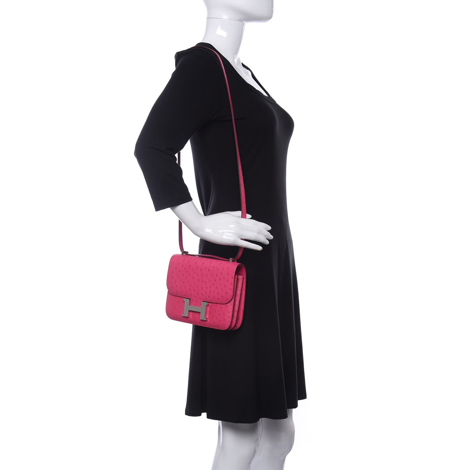 Hermes Ostrich Constance 18 Rose Tyrien 2 of 11