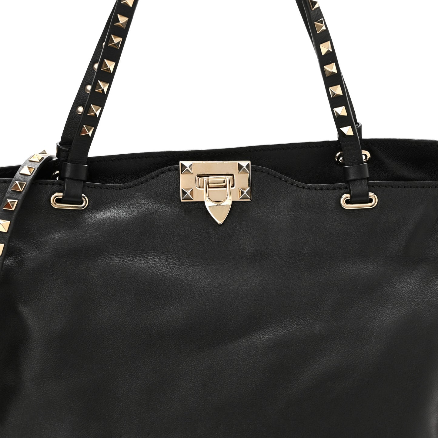 Vitello Medium Rockstud Tote Black