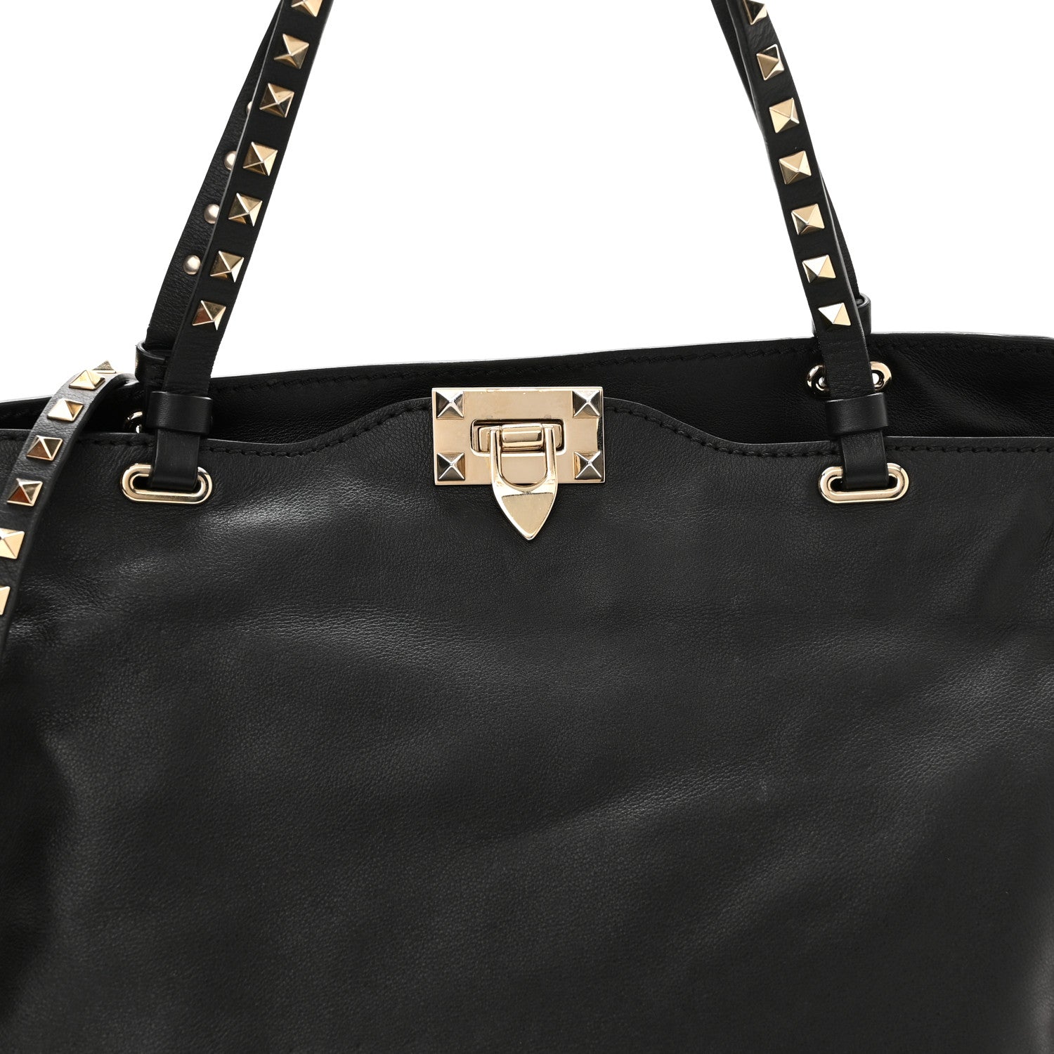 Valentino Garavani Vitello Medium Rockstud Tote Black 7 of 12