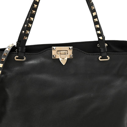 Valentino Garavani Vitello Medium Rockstud Tote Black 7 of 12