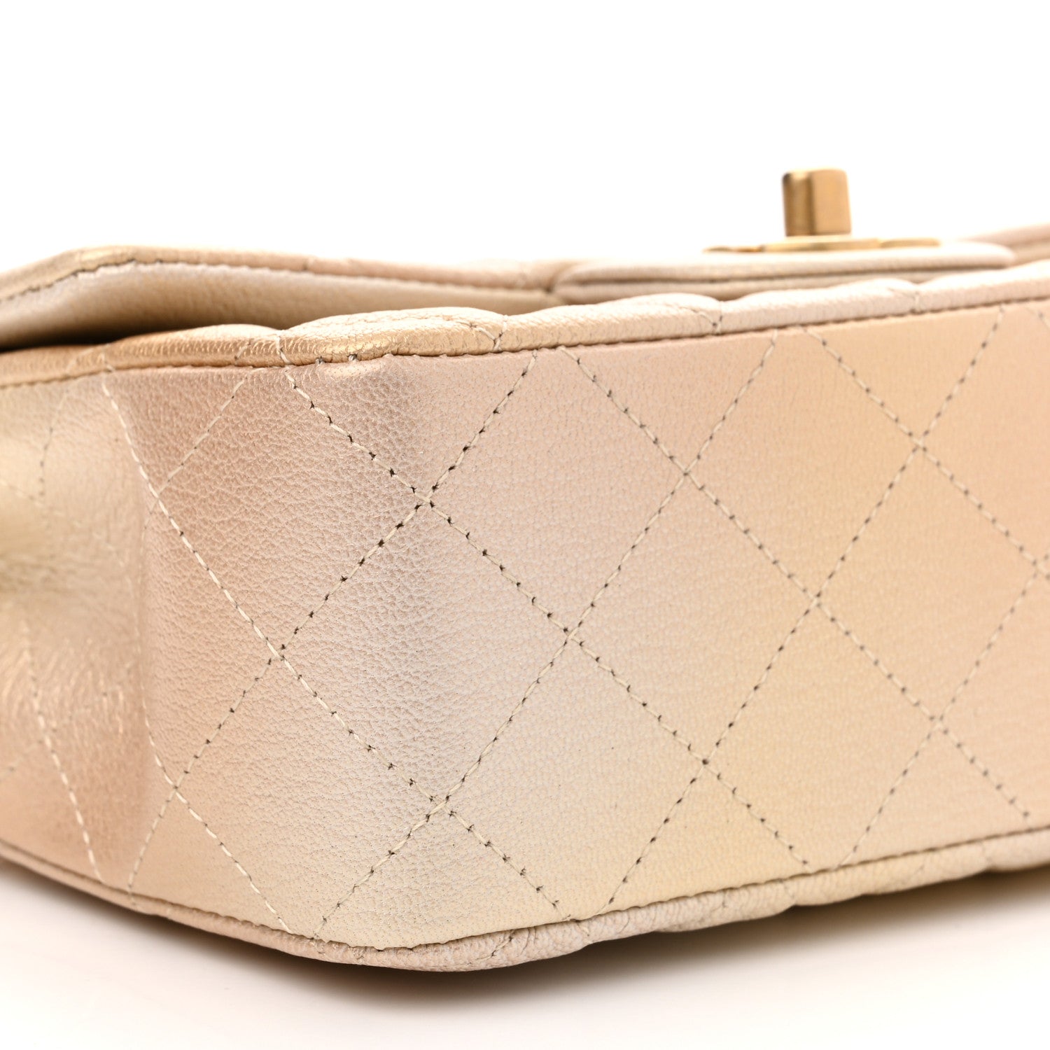 Chanel Metallic Goatskin Quilted Mini Rectangular Flap Gold 8 of 10