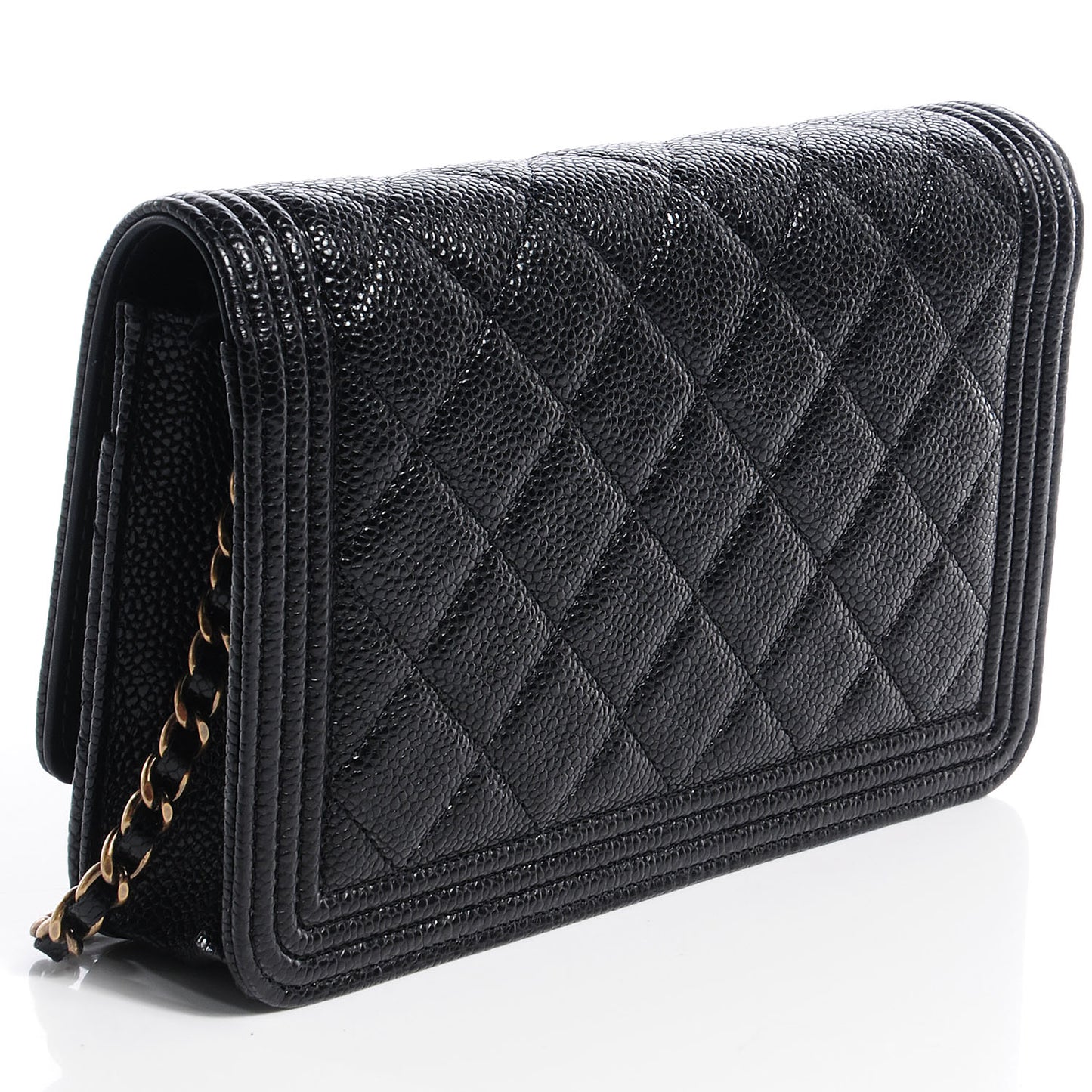 Caviar Quilted Boy Wallet On Chain Black