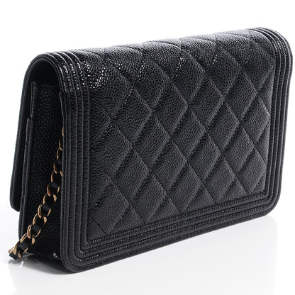 Chanel Caviar Quilted Boy Wallet On Chain Black 3 of 9