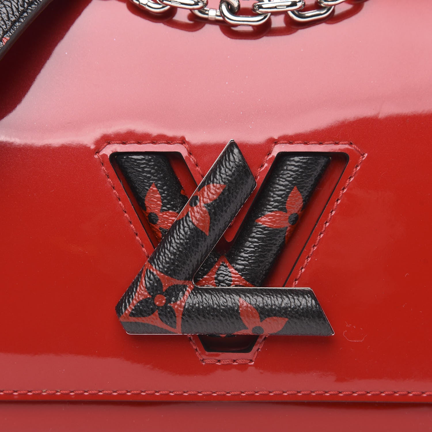 Louis Vuitton Patent Monogram Infrarouge Twist Shoulder Bag PM Coquelicot 7 of 12