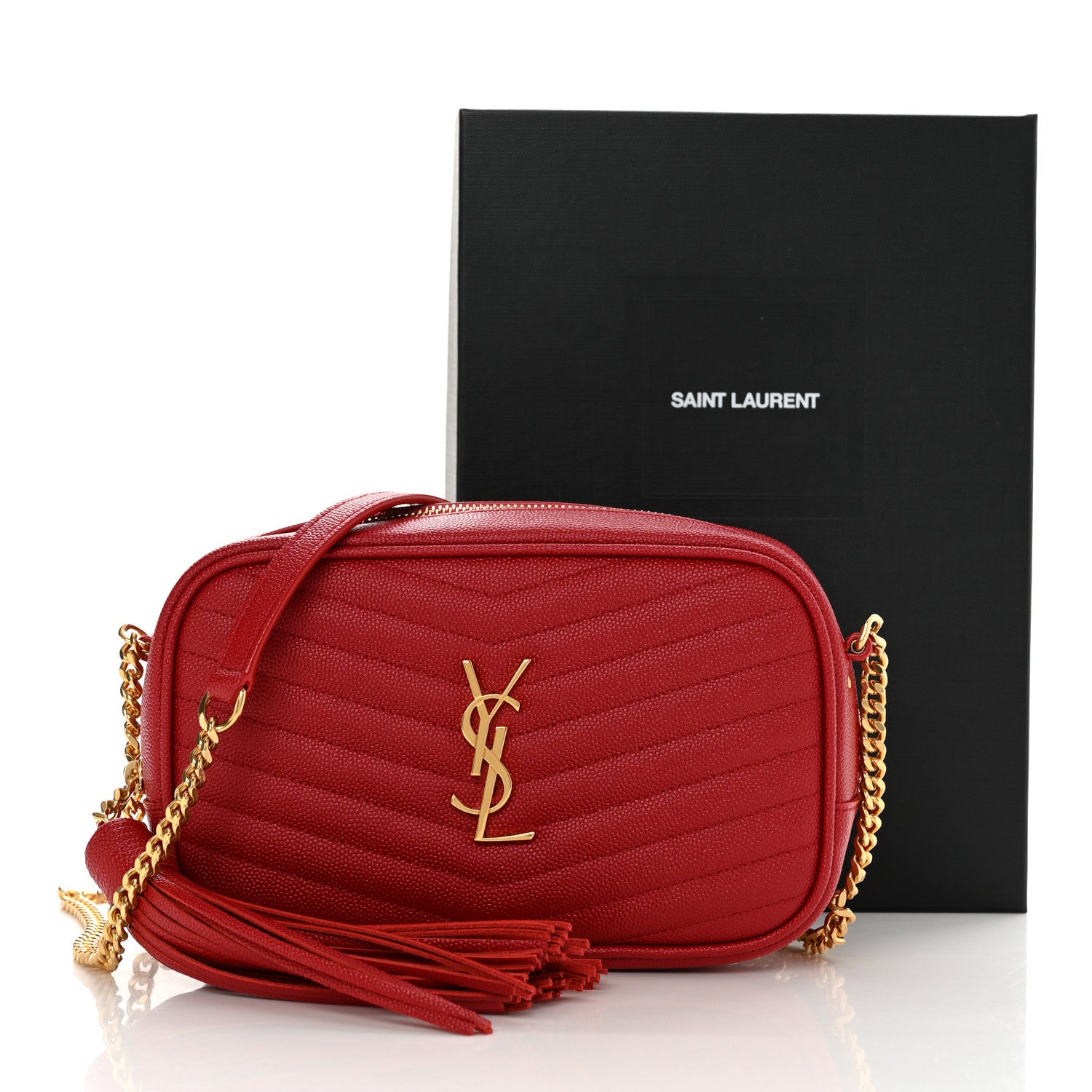 Saint Laurent Grain De Poudre Matelasse Monogram Mini Lou Camera Bag Eros Red 11 of 11